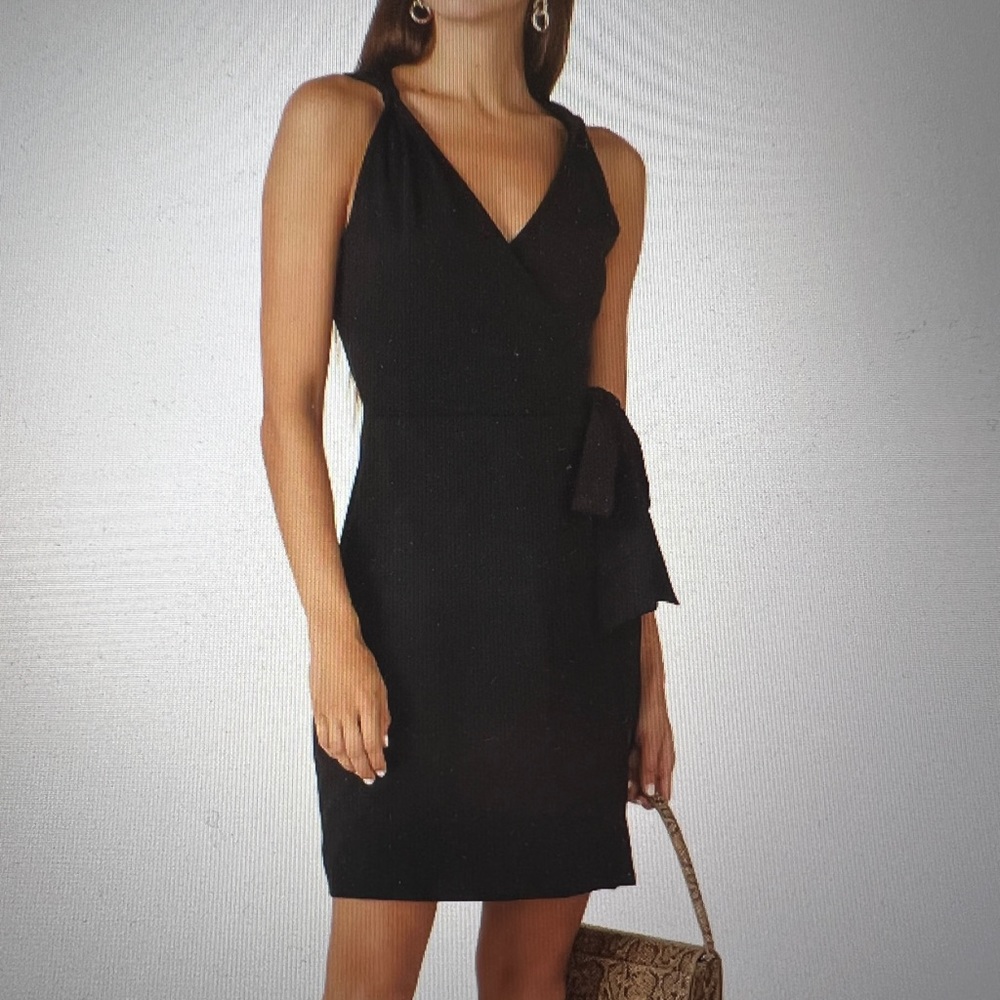 Louna Black Surplice Dress